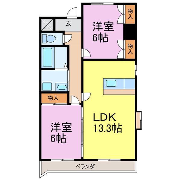 ファンシア(2LDK/2階)の間取り写真
