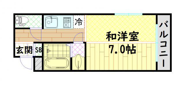 リバーサイド道頓堀西(1K/9階)の間取り写真