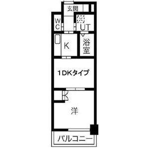 コアレジデンス(1DK/12階)の間取り写真