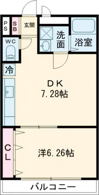 FELIZ岸和田(1DK/1階)の間取り写真