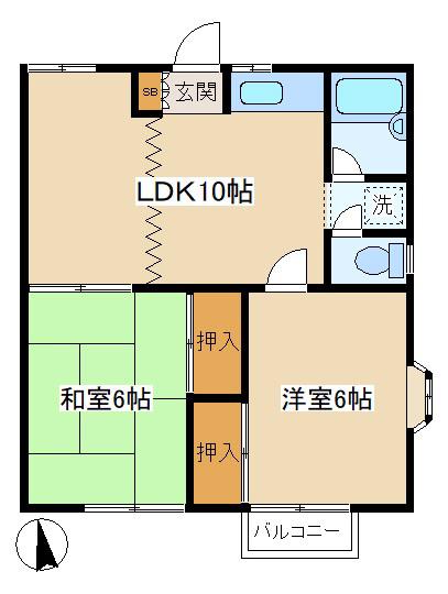 いちょうはいむ(2LDK/2階)の間取り写真
