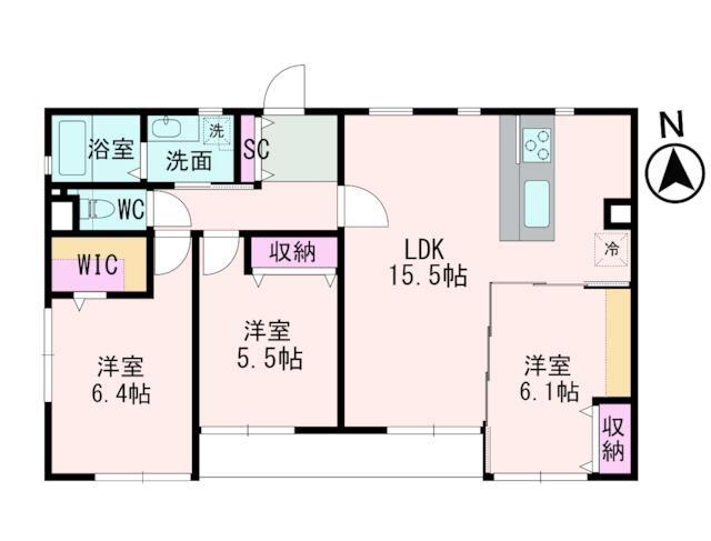 ハイム林(3LDK/2階)の間取り写真