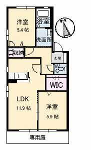 ノーブル田の上(2LDK/1階)の間取り写真