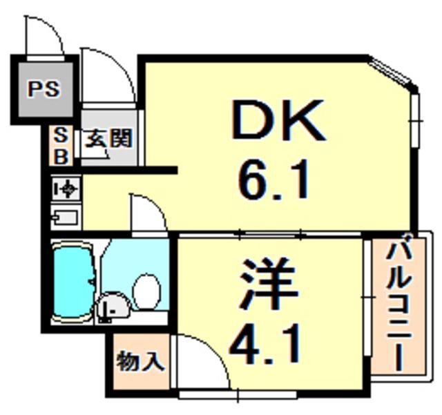 NBハイム西宮甲陽(1DK/2階)の間取り写真