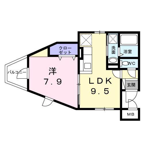 ヴァンベェール27(1LDK/1階)の間取り写真