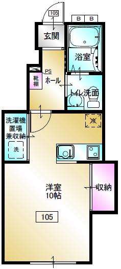 イルドラシテII(1K/1階)の間取り写真