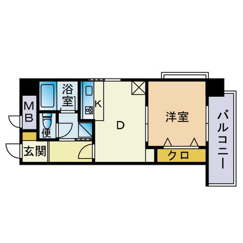 ダイナコート大濠公園(1DK/8階)の間取り写真