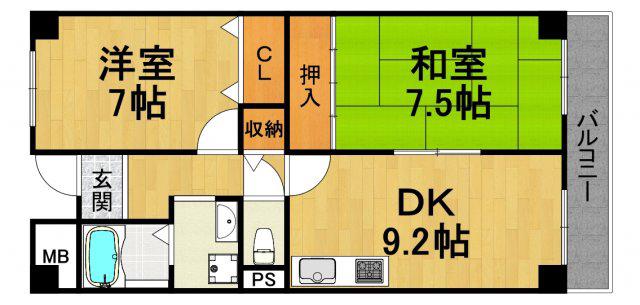 ジェンティールMATSUMOTO(2LDK/4階)の間取り写真