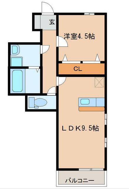 PRIMROSEIII(1LDK/1階)の間取り写真