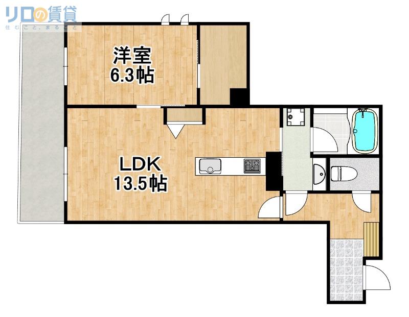 モンセル(1LDK/1階)の間取り写真