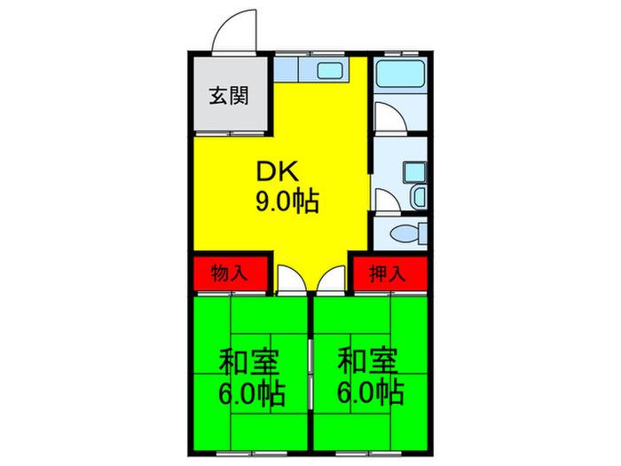なつめガーデン(2DK/1階)の間取り写真