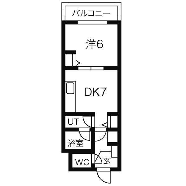 コートロティ宮ヶ丘(1DK/4階)の間取り写真