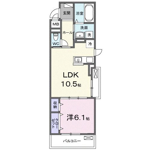 ブライトリーフ(1LDK/3階)の間取り写真