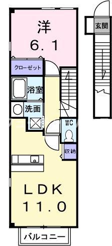 エクセルステージ12(1LDK/2階)の間取り写真