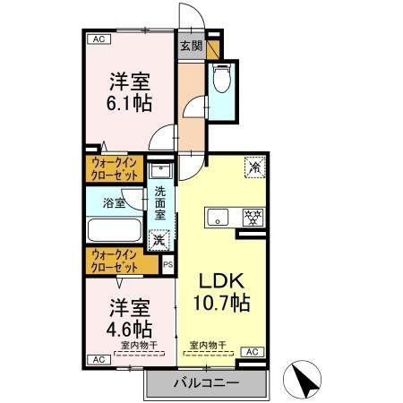 ラヴェール(2LDK/1階)の間取り写真