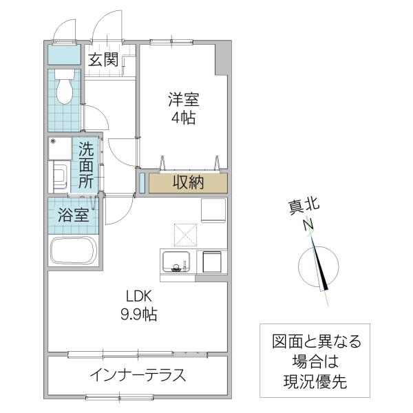 阿見町中郷 (1LDK/1階)の間取り写真