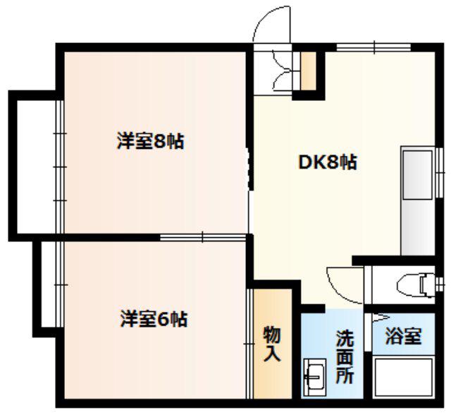 イーストハイム(2DK/2階)の間取り写真