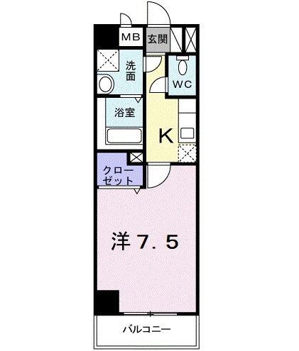 パールドゥN府中(1K/2階)の間取り写真