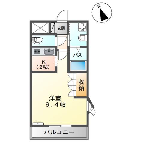 アクアサイドA(1K/2階)の間取り写真