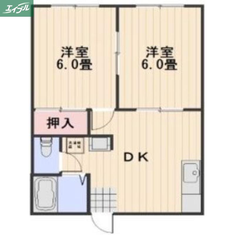 サンコート芳泉B棟(2DK/2階)の間取り写真