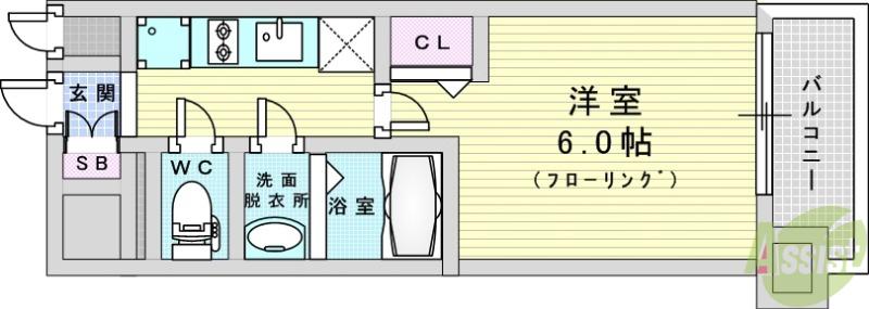 プレサンス西淡路レジェーロ(1K/3階)の間取り写真