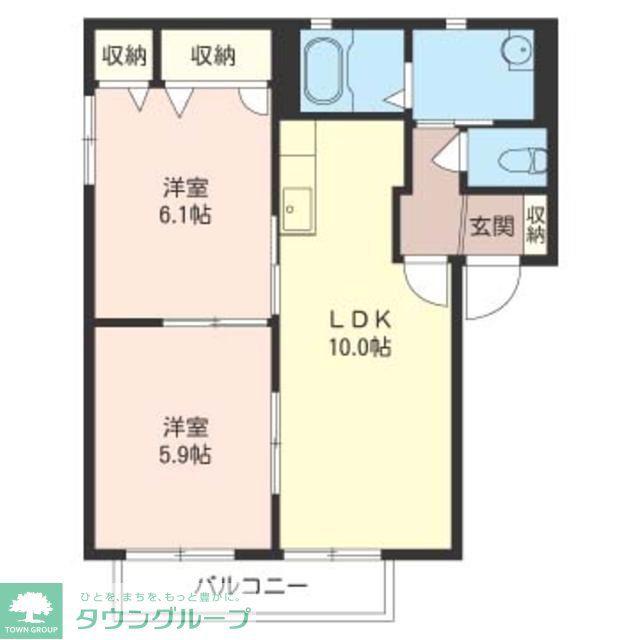 デルニエA(2LDK/2階)の間取り写真