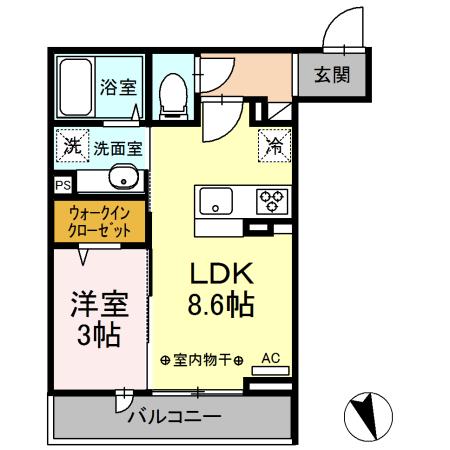 ヴェリテ中神(1LDK/2階)の間取り写真