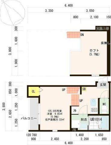 ハーモニーテラス岩切(1K/1階)の間取り写真