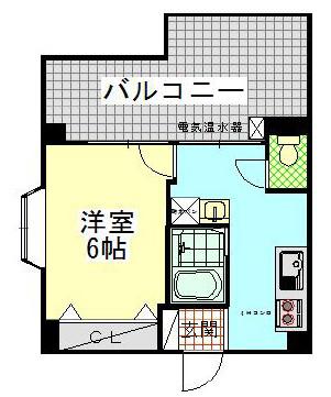 フルール 大道(1K/6階)の間取り写真