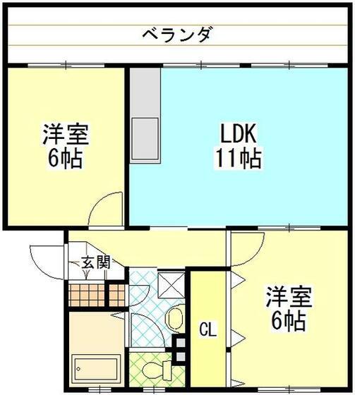 ポプラヶ丘コープ17号棟(2LDK/2階)の間取り写真