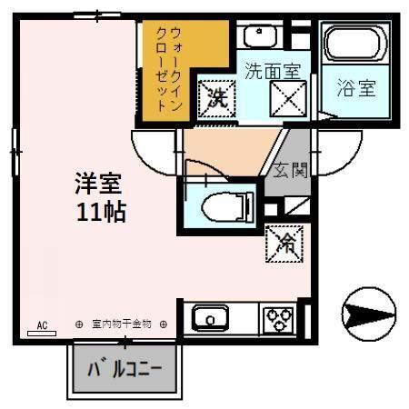 リージュ(ワンルーム/2階)の間取り写真