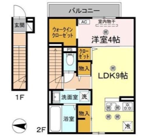 メルベーユトリシア(1LDK/2階)の間取り写真