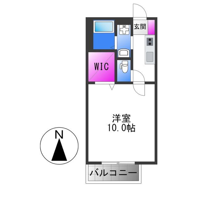 メゾンK A棟(1K/2階)の間取り写真