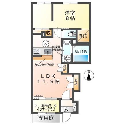 エーリオA(1LDK/1階)の間取り写真