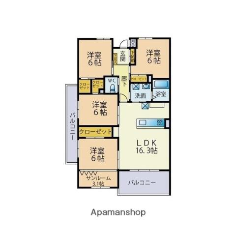 LE PARTERRE 城南(4LDK/1階)の間取り写真