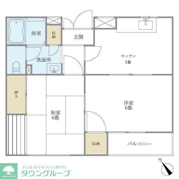 CYBELE駒込(2K/1階)の間取り写真