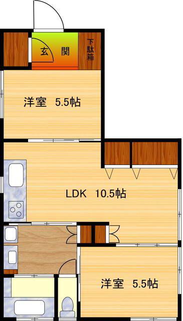 メゾンコート中野(2LDK/1階)の間取り写真