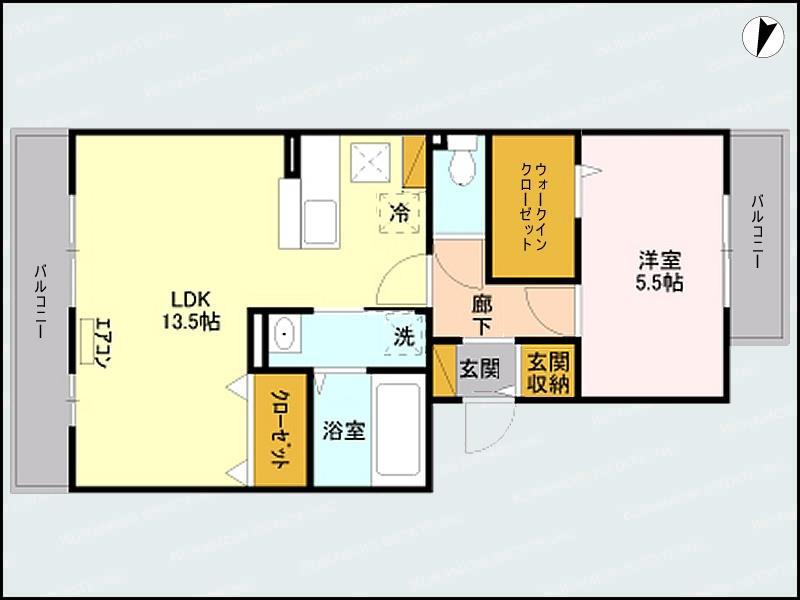 フェイバリッチ新和 B棟(1LDK/3階)の間取り写真