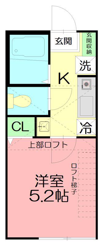 ウィステリア藤沢善行(1K/2階)の間取り写真