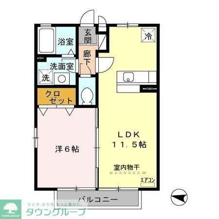 リバーウォークA・B(1LDK/2階)の間取り写真
