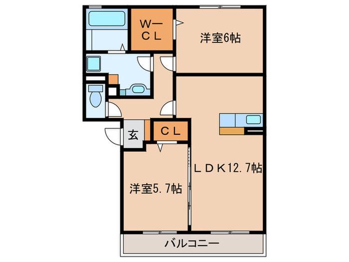 エスペランサ(2LDK/2階)の間取り写真