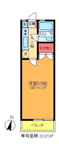 ハイツコシヅカ(1K/1階)の間取り写真
