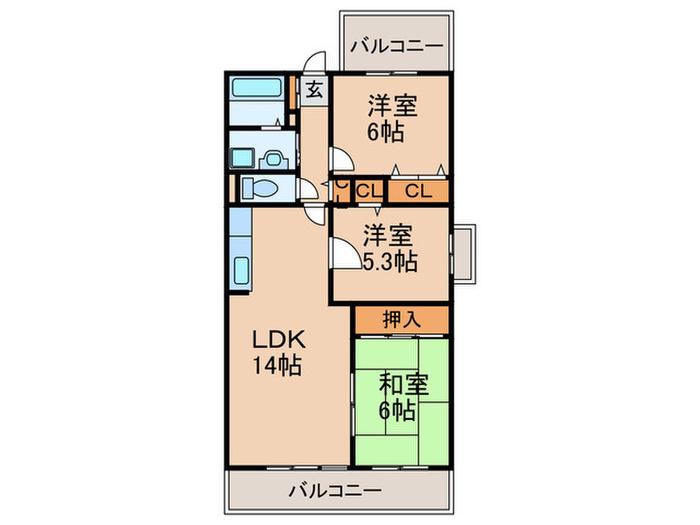 プロシードカイト(3LDK/3階)の間取り写真