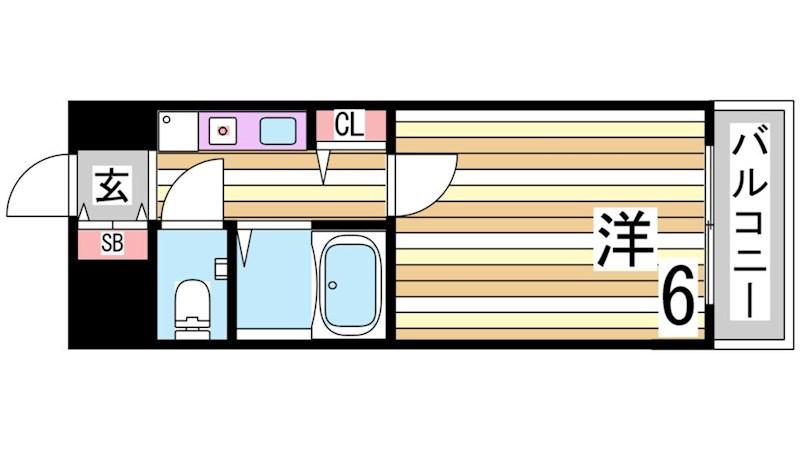 エスリード新神戸(1K/3階)の間取り写真