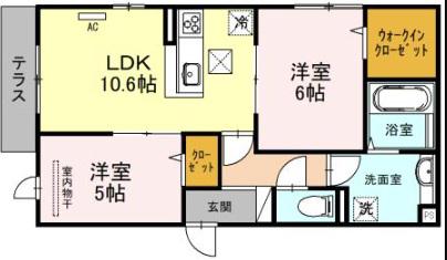 LAMIACASA上住吉(2LDK/1階)の間取り写真
