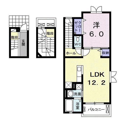 パール陽東 B(1LDK/3階)の間取り写真