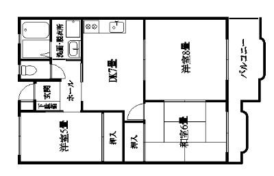 マンションインペリアル(3DK/3階)の間取り写真
