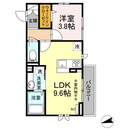 エクセルメゾン(1LDK/2階)の間取り写真