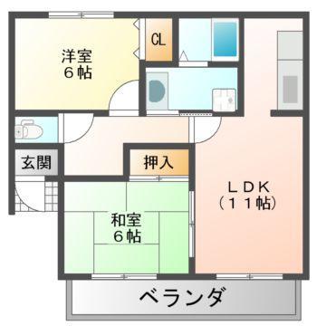 フォレスト東平島 A棟(2LDK/1階)の間取り写真