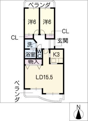 グランメール表台(2LDK/1階)の間取り写真